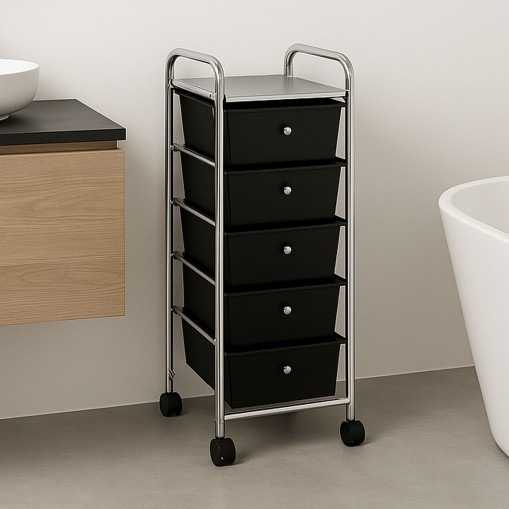 Rollcontainer GINA mit 5 Schubladen in chrom/schwarz online kaufen | IDIMEX