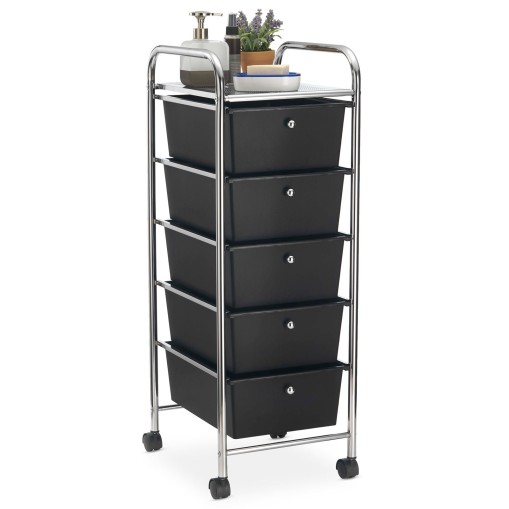 Rollcontainer GINA mit 5 Schubladen in chrom/schwarz online kaufen | IDIMEX