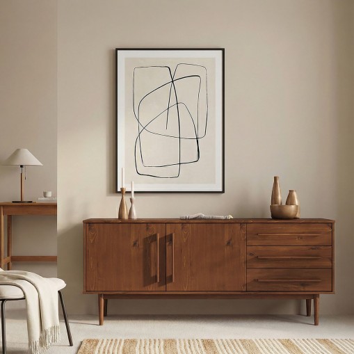 Sideboard TECCA 170 cm mit 2 Türen & 3 Schubladen aus Massivholz – Kastanie Finish online kaufen | IDIMEX