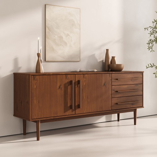 Sideboard TECCA 170 cm mit 2 Türen & 3 Schubladen aus Massivholz – Kastanie Finish online kaufen | IDIMEX