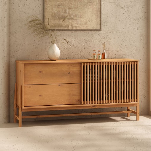 Sideboard ADAMO 145 cm aus Massivholz – Eiche Finish online kaufen | IDIMEX