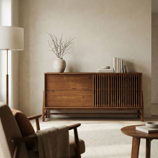 Sideboard ADAMO 145 cm aus Massivholz – Kastanie Finish online kaufen | IDIMEX