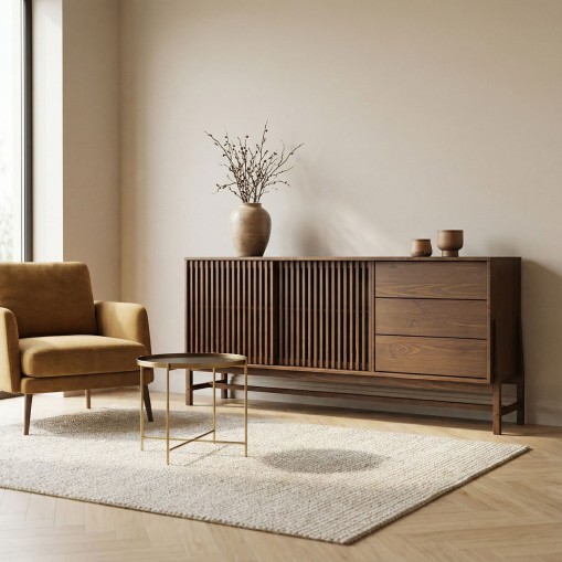Sideboard ADAMO 175 cm aus Massivholz – Nussbaum Finish online kaufen | IDIMEX