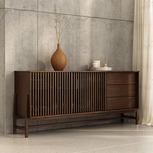 Sideboard ADAMO 175 cm aus Massivholz – Nussbaum Finish online kaufen | IDIMEX