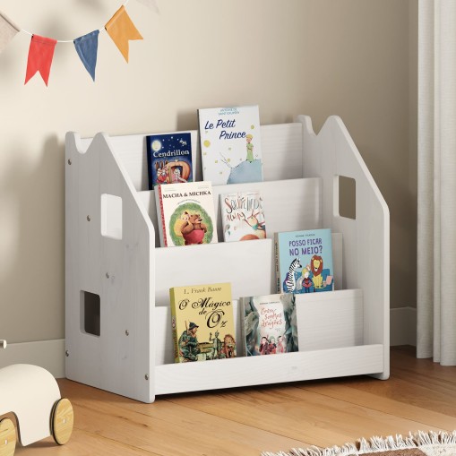 Montessori Bücherregal BRUNO aus Massivholz – Weiß online kaufen | IDIMEX