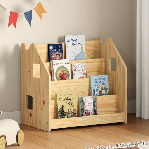 Montessori Bücherregal BRUNO aus Massivholz – Natur online kaufen | IDIMEX