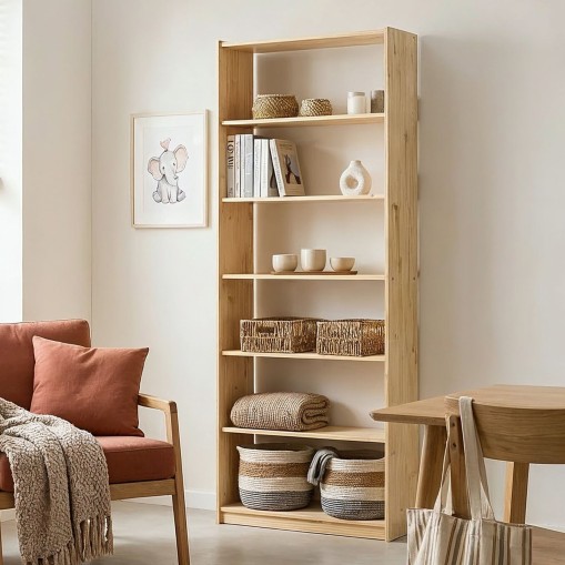 Regal mit 7 Böden aus Massivholz - Natur online kaufen | IDIMEX