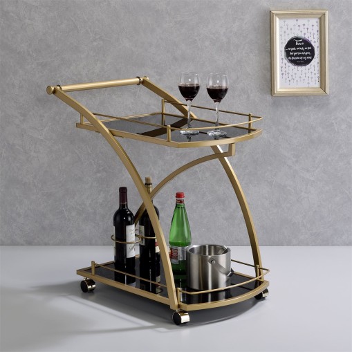 Servierwagen EVO in gold mit schwarzem Glas online kaufen | IDIMEX
