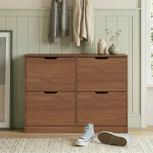 Schuhschrank BASIL mit 2x2 Kippern in Kastanie, Kiefer massiv online kaufen | IDIMEX